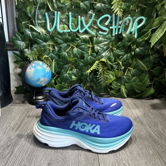 Hoka One One Bondi 8 Bellwether Blue Women’s Running Shoes Size 6.5 B